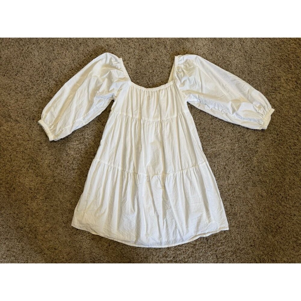 BILLABONG Tiered Love Crush White Babydoll Dress Cottagecore Beach SMALL READ